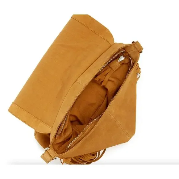 Ten79LA Ricky Suede Tan Crossbody Bag Fringe Western Native Inspired - Picture 12 of 15